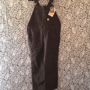 New Womens Carhartt Quilt Lined Duck Bib Brown Overalls XL 16/18 16 Extra Large